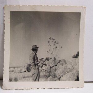 old vintage Black & white B&W Photo- A Man & His Tree